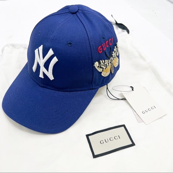 Gucci NY Butterflies Embroidery New York Yankees Cap - Picture 3 of 11
